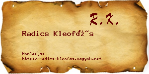 Radics Kleofás névjegykártya